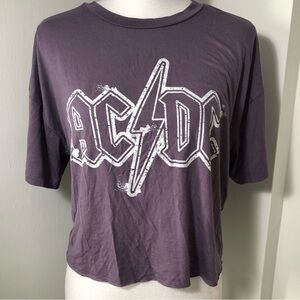Women’s AC⚡️DC Top Short Sleeve Purple With White Lettering Size Small